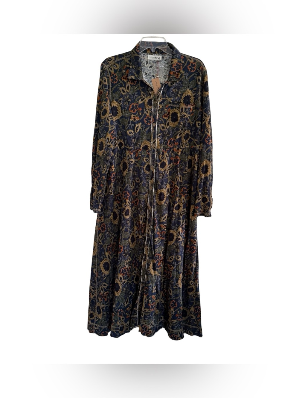 NATURAL LIFE Christa Knit Cotton Floral Maxi Dress Earthy Cottage Boho Prairie M - Picture 4 of 10